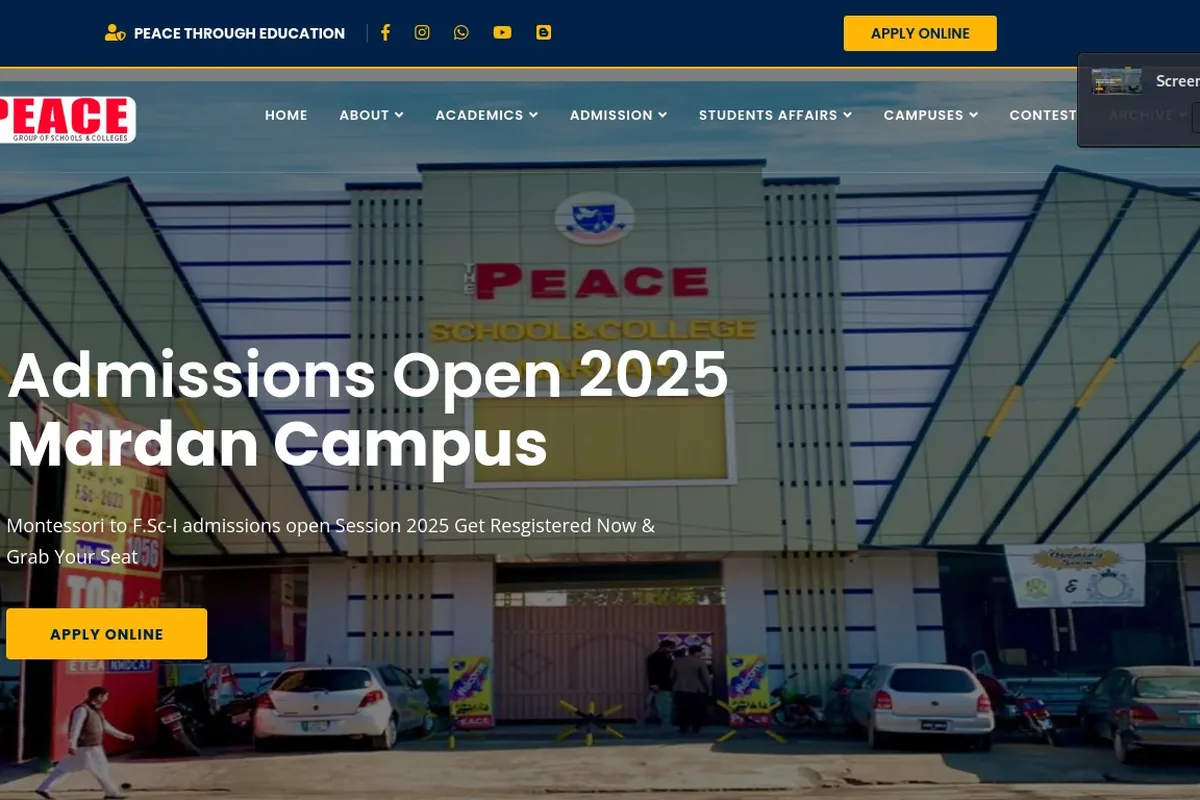 The Peace College education website — responsive web development and school management site