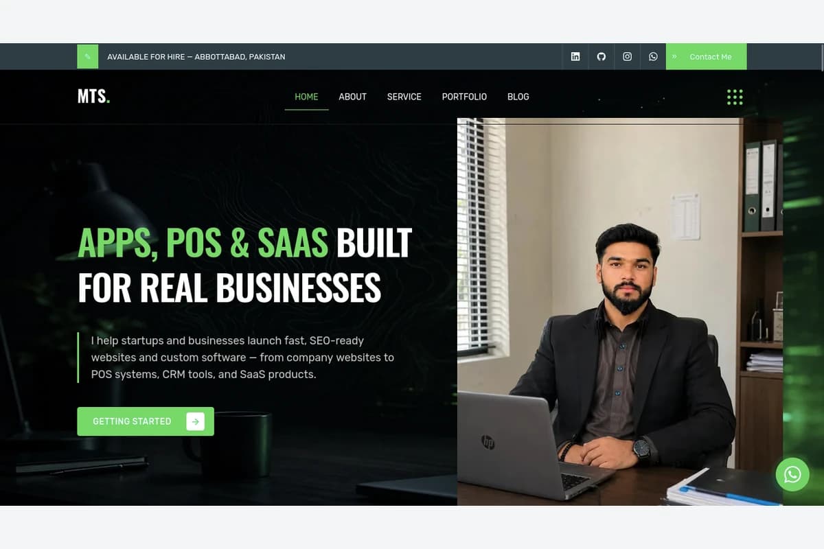 Custom portfolio website development project screenshot